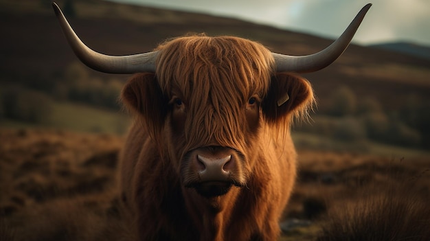 Portrait brown Highland Peak District