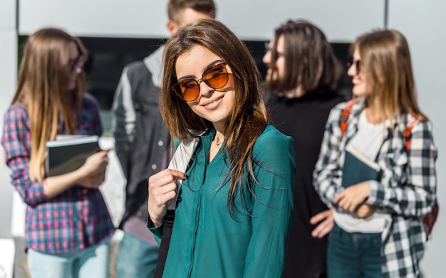 Portrait of Brunette Student Girl