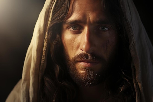 a portrait of builder with a cross on his head