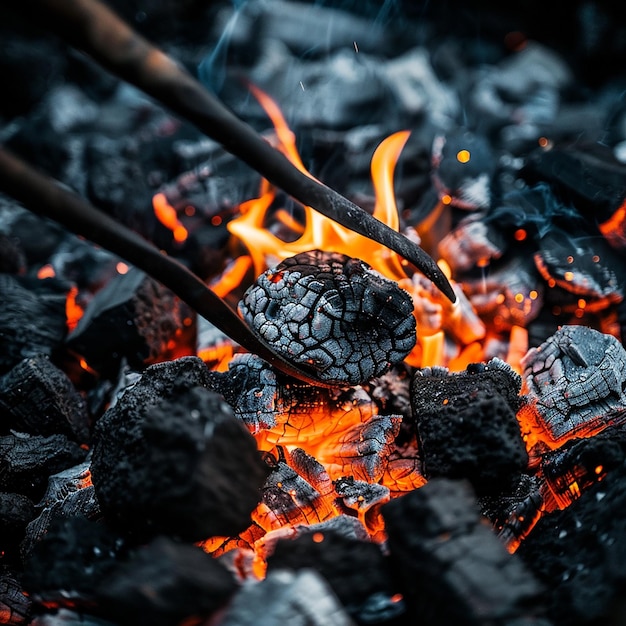 Портрет горящего угля, сделанный с помощью шнуров