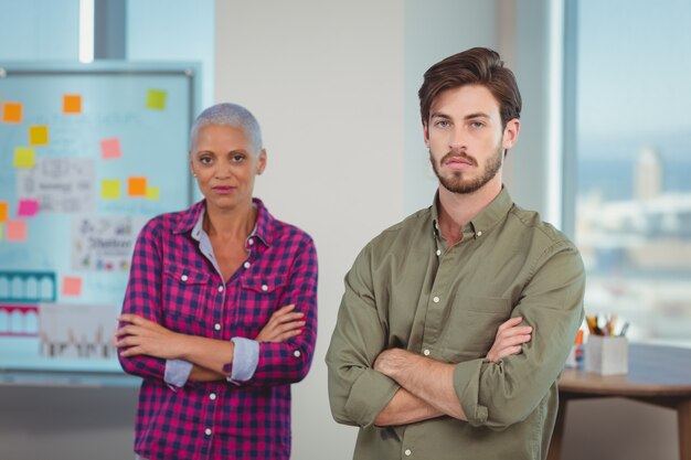 Portrait of business executives standing with arms crossed