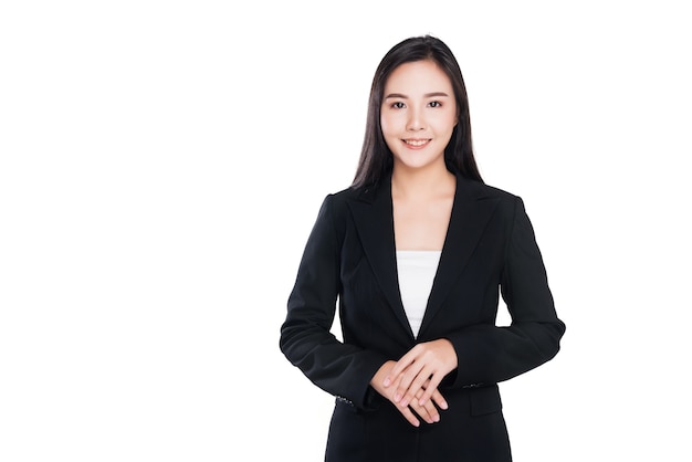 Portrait business woman on white background