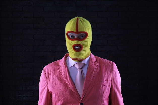 portrait businessman in a balaclava