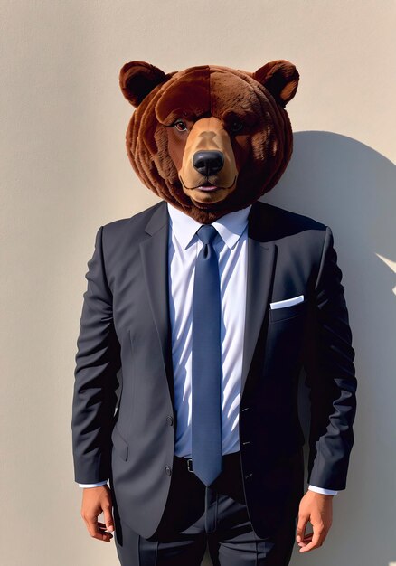 Photo portrait of a businessman bear in a business suit