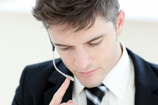 Portrait of a businessman talking to a customer