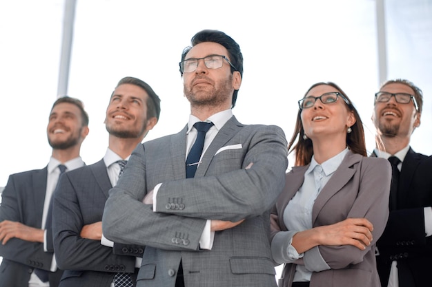 Portrait of businessmen with sunbeams and glare