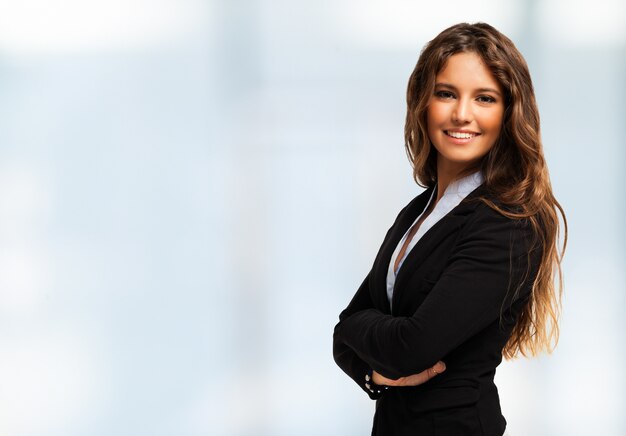 Photo portrait of a businesswoman. bright background