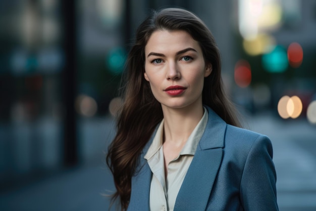 Portrait of a businesswoman on a city street looking confident and determined