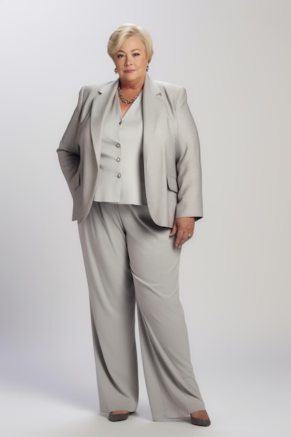 Portrait of a businesswoman in formal wear in a studio setting