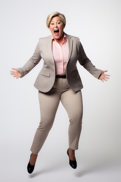 Portrait of a businesswoman in formal wear in a studio setting