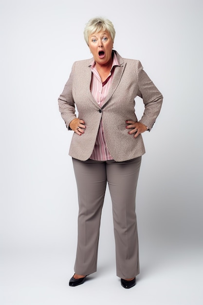 Portrait of a businesswoman in formal wear in a studio setting