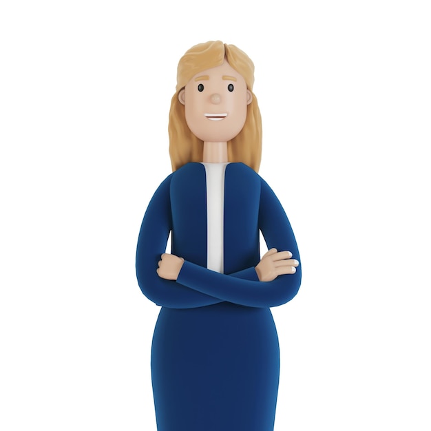 実業家の肖像画会社のビジネス服の従業員の女性漫画風の3Dイラスト