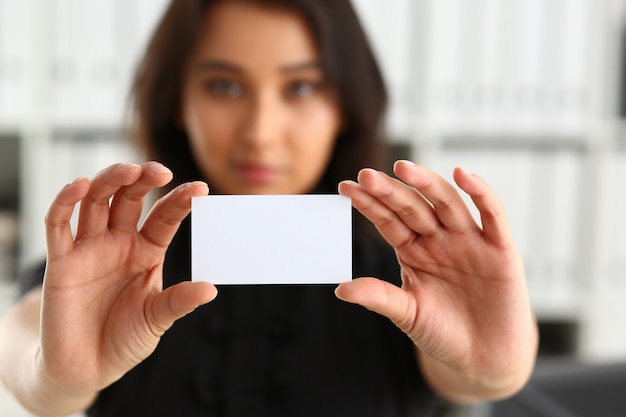 Photo portrait of businesswoman work in office show cutaway