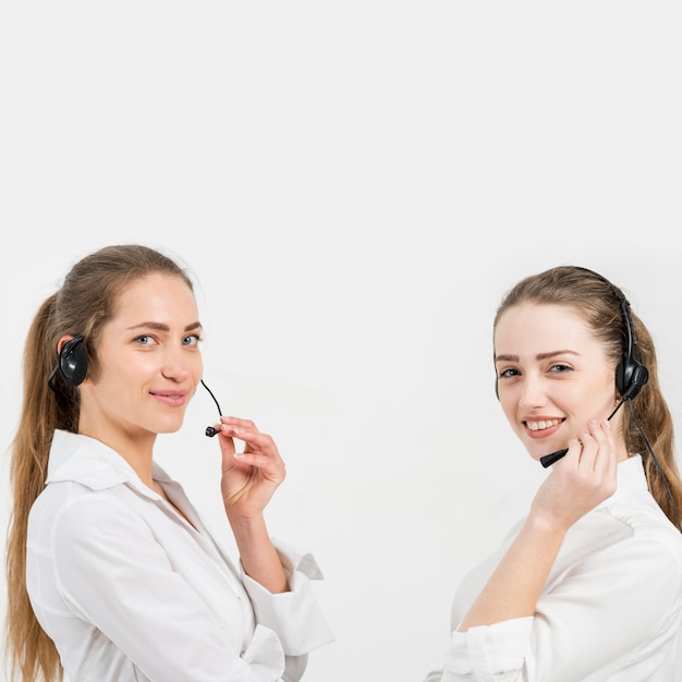 Portrait of call center agents