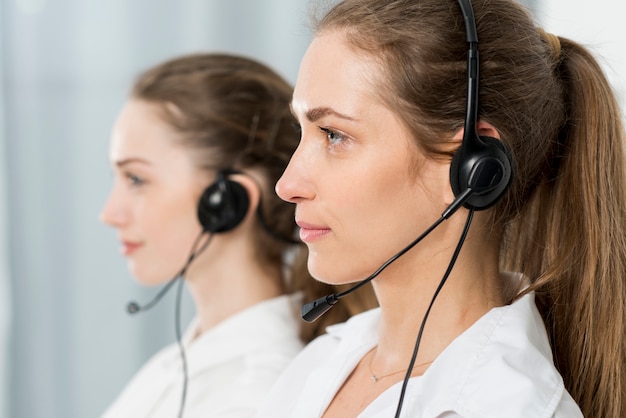 Portrait of call center agents