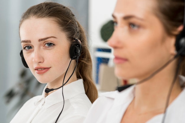 Portrait of call center agents