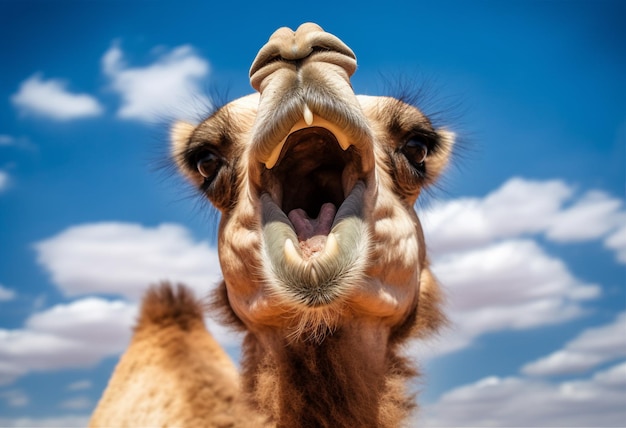 Portrait of a camel in the desert with AI generated