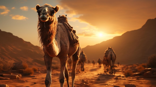 Portrait of camel in desert