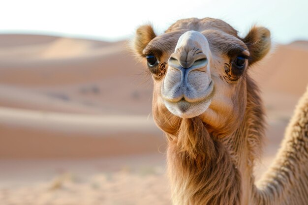 A portrait of a camel in a natural setting