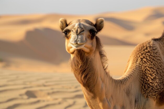 A portrait of a camel in a natural setting