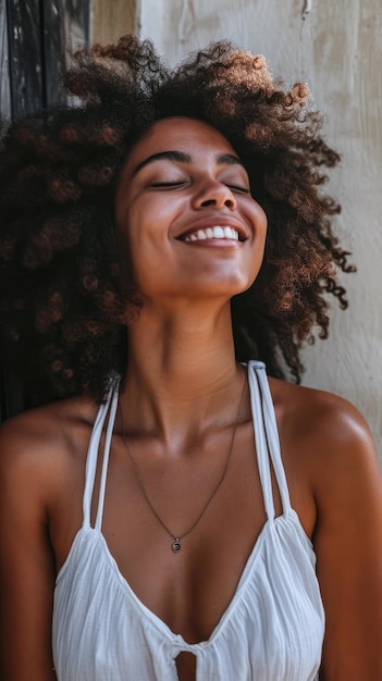 Portrait of a carefree young woman enjoying her day