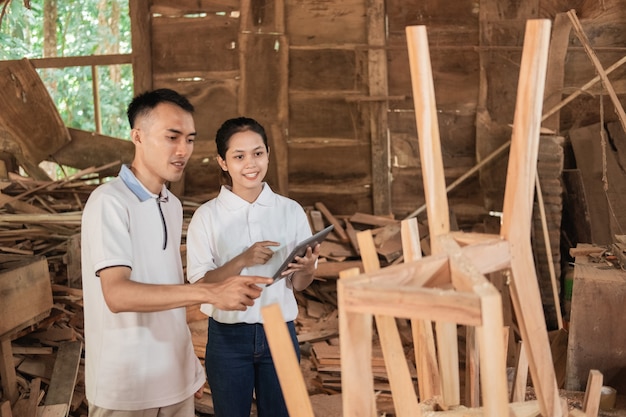 Portrait of a carpenter in his workspace