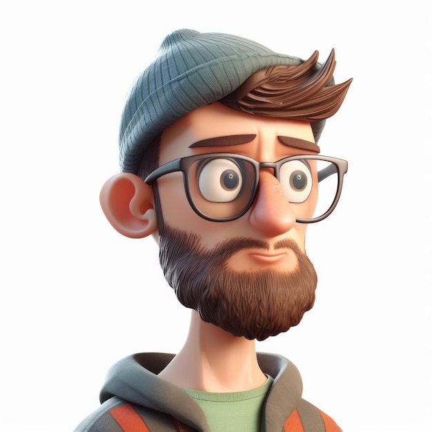 Portrait of a casual caucasian man in a d cartoon style generative ai