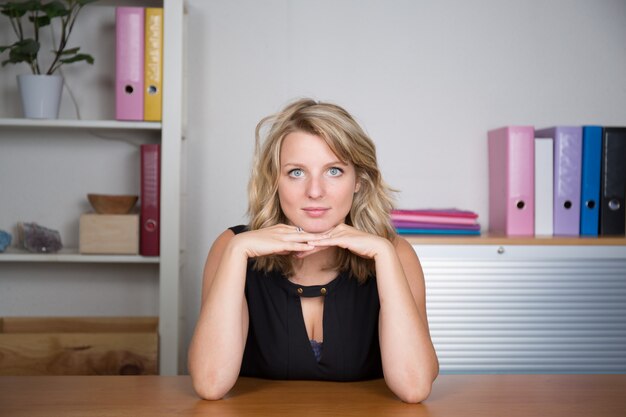 Portrait of casual dressed blond woman