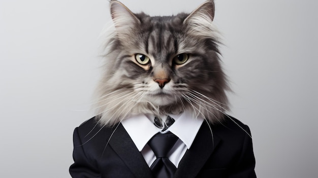 Photo portrait of a cat dressed in a formal business suite