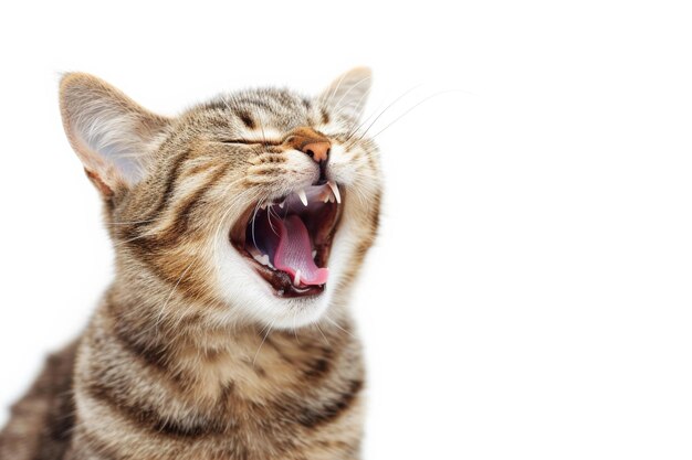 Photo portrait of cat laughing or yawing