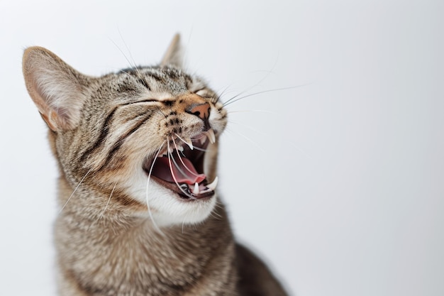 Photo portrait of cat laughing or yawing