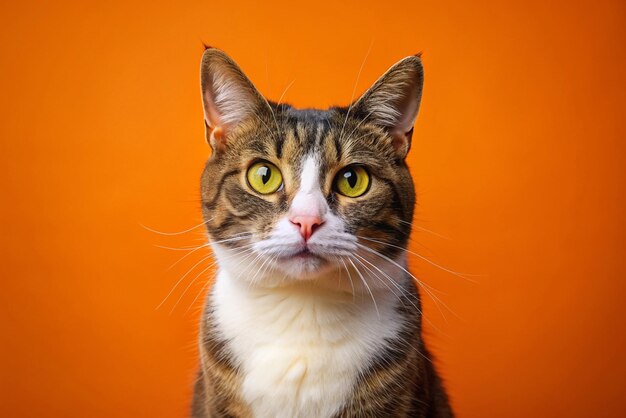 Portrait of a cat on a orange background