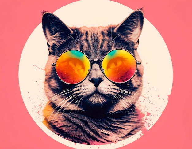 Portrait of a cat with glasses