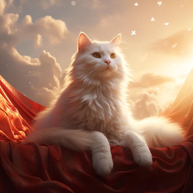 背景に輝く効果を持つ猫の肖像画