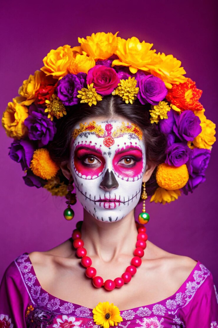 Photo portrait of catrina typical mexican character representative of the day of the dead