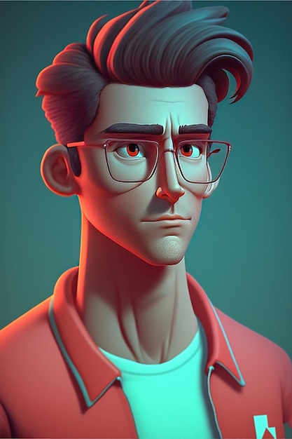 Portrait of caucasian man with glasses with dark hair created using generative ai technology