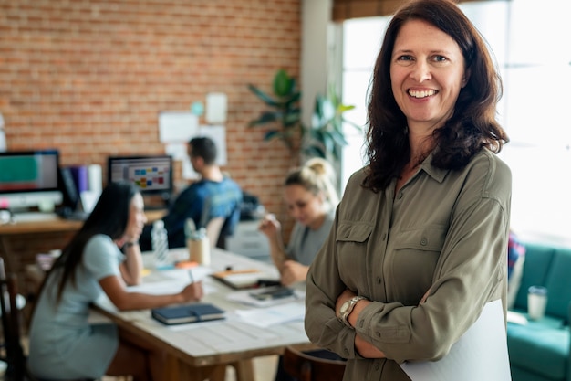 Portrait of Caucasian woman at office