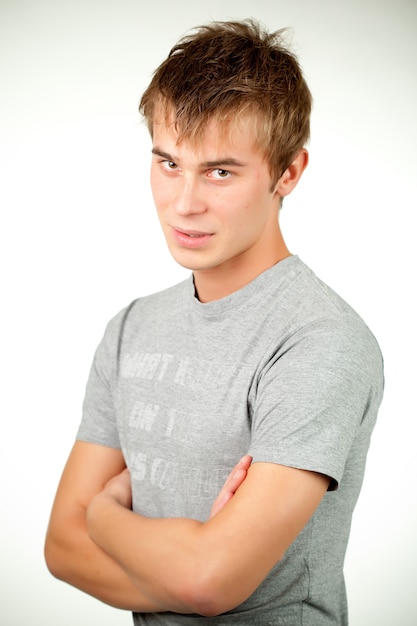 Portrait of a Caucasian young positive guy