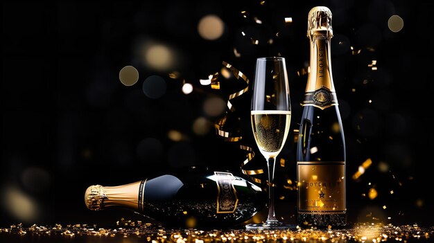 Premium AI Image | Portrait of champagne bottle and wrapped gift on