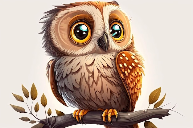 Portrait of a charming owl in animation cartoon style