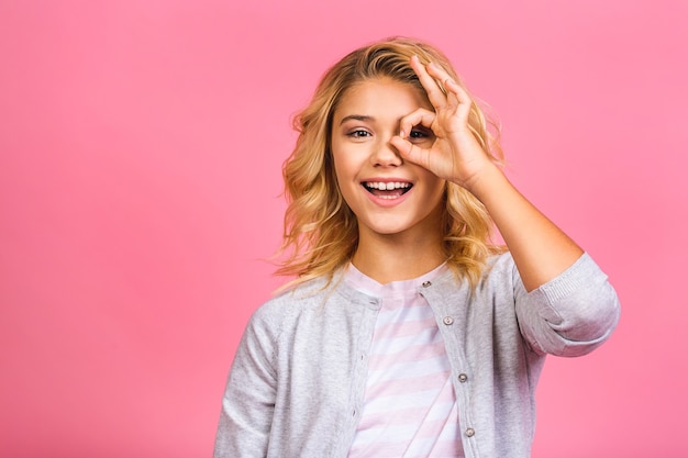 Portrait of a cheerful blonde woman