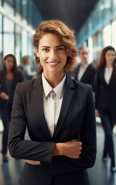Portrait of cheerful business women in tailored Suit