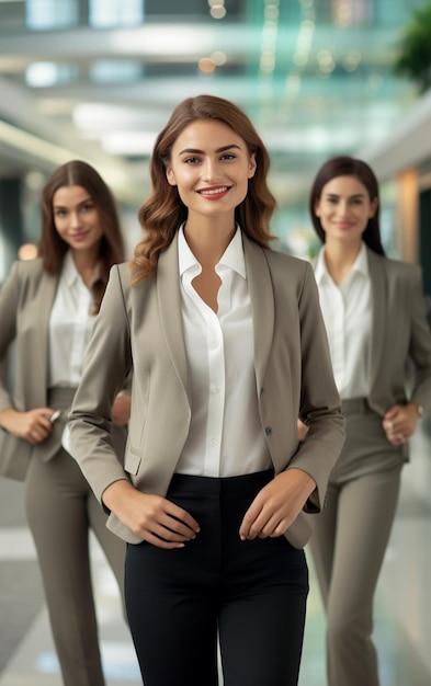 Portrait of cheerful business women in tailored Suit