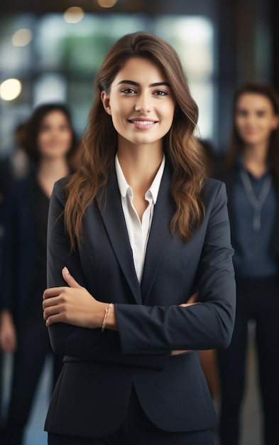 Premium Photo | Portrait of cheerful business women in tailored Suit