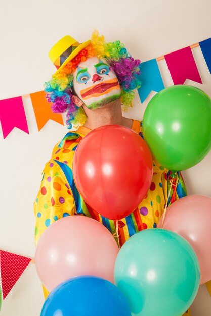 Portrait of a cheerful clown at a party