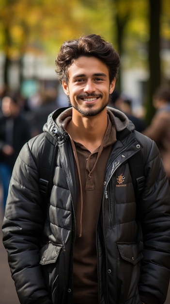 Portrait of cheerful college student