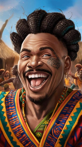 Portrait of a cheerful happy african man