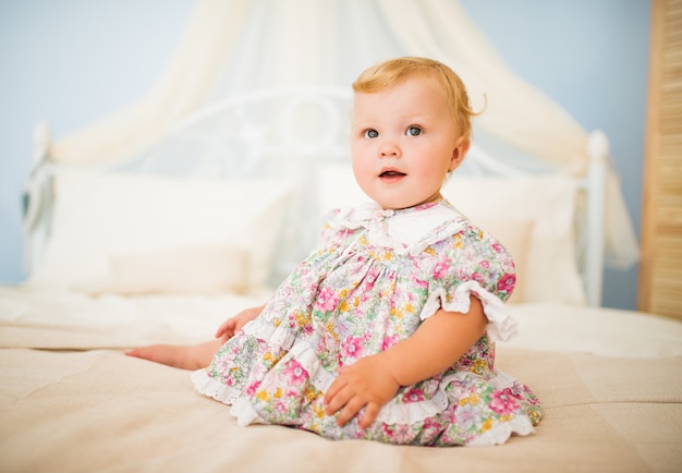 Portrait of a cheerful pretty fair-haired girl