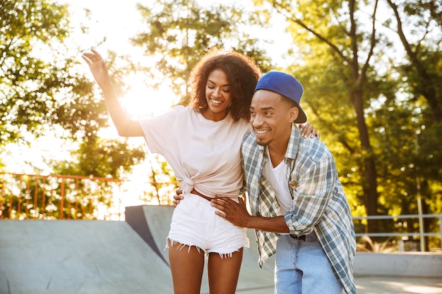 Portrait of a cheerful young african couple