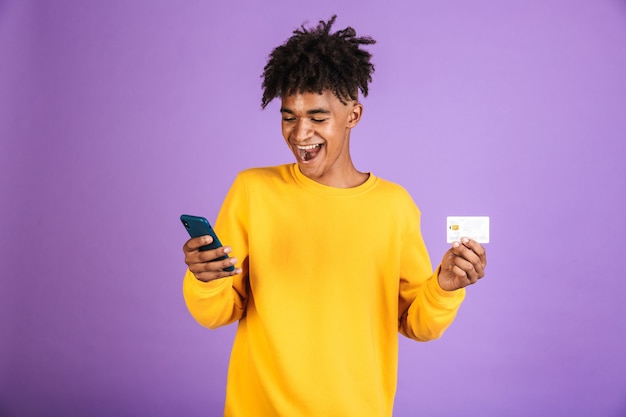 Portrait of a cheerful young afro american man